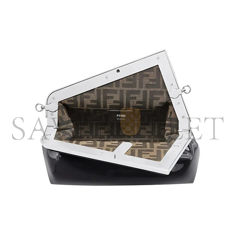 F**di first midi oversized f metal clip patent leather shoulder crossbody clutch 8bp137ansnf0gxn (30*20*14cm)